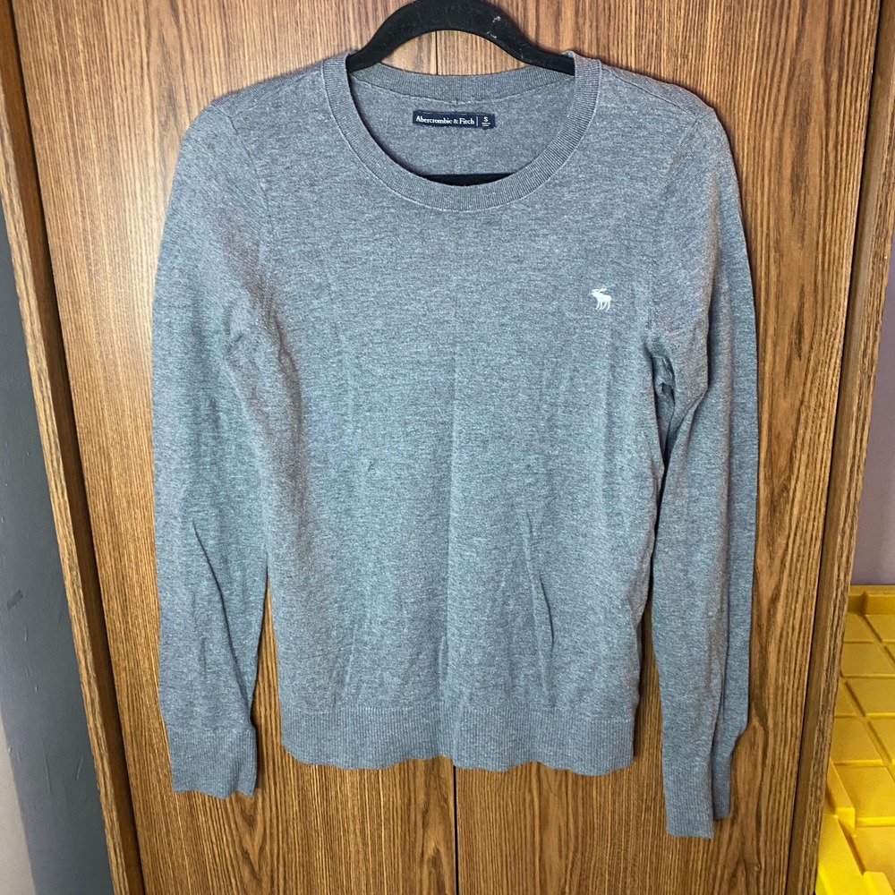 Abercrombie & Fitch Sweater Womens Small Gray Cotton Silk Blend Crewneck